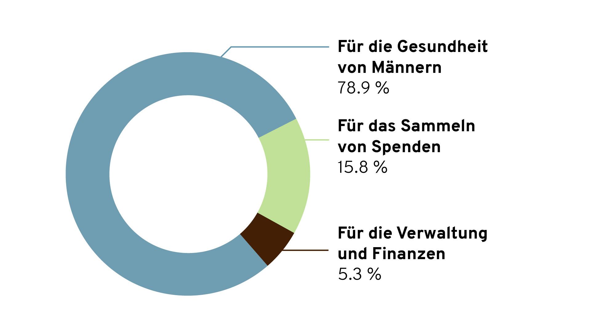 Pie chart showing Movember's financial information.