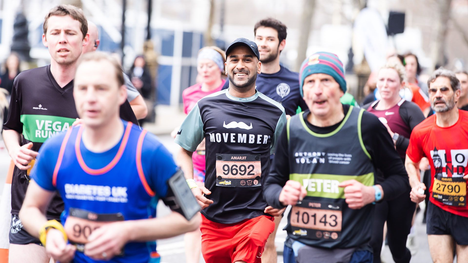 Photo of enthusiastic runners at the London Landmarks Half Marathon.